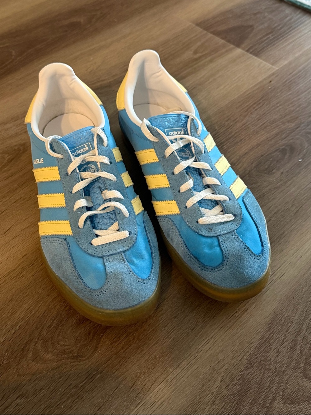 adidas Blue Sneakers with Yellow Stripes